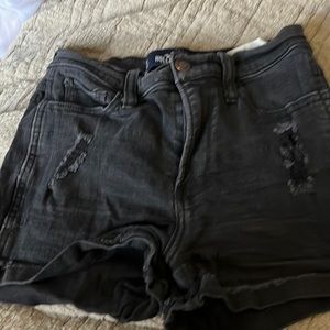 Hollister black ripped jean shorts size 0